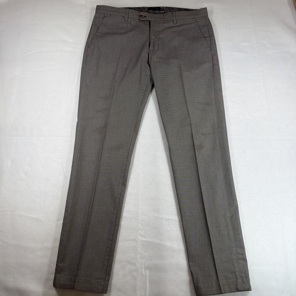Ted Baker Dartmor Pants Mens 34R Gray Micro Texture Tapered Slim Fit Chino 2pc